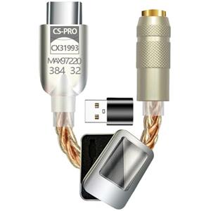 Wilgure Adattatore audio da USB C a 3,5 mm tipo C a Dongle per cuffie 32 bit 384 kHz DAC cavo con amplificatore portatile chip CX31993 MAX97220