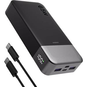 JUOVI Laptop Power Bank 20000mAh 65W, USB C In&Out Ricarica Rapida Powerbank Caricatore Portatile, Batteria Portatile Compatibile con Phone MacBook Tablet PC Computer Steam Deck J2931 (Nero)