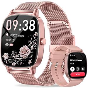 coioc Smartwatch donne funzione telefono, 1.85"HD orologio fitness 120+ modalità sportive, fitness monitoraggio/cardiaca/Contapassi, orologio digitale impermeabile IP68, applicabile iOS e Android,Rosa