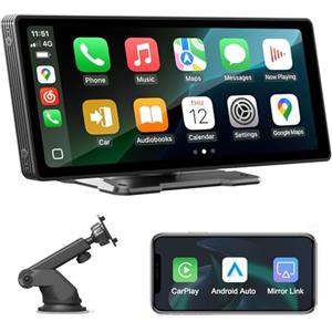 XVDXVC Senza Fili Autoradio, Wireless A-pple Carplay&Android Auto Portatile, 10.26 Pollici Stereo Auto HD Touch Screen, Car Radio with Mirror Link, GPS Navi, Bluetooth, FM, Siri, AUX, Airplay, Voice Control