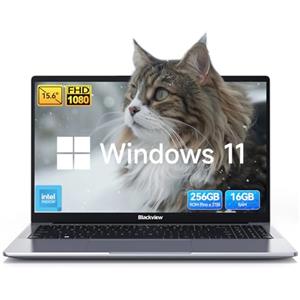 Blackview 15,6 Pollici PC Portatile, N150(Superiore N95/N97) fino a 3,6GHz, 16GB RAM 256GB SSD Notebook, Schermo FHD IPS, Filtro Luce Blu, 100W Type-C, HDMI 4K, Bluetooth, WiFi 5, QWERTY, Windows 11