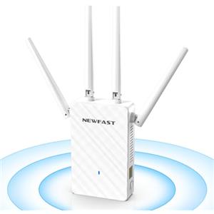 NEWFAST Ripetitore WiFi Potente per Casa, Extender WiFi Potente 2.4GHz N300 Amplificatore Wi-Fi con 4 Antenne ad Alto Guadagno, Porta LAN, Supporta 4 Modalità, WPS Funzione (RE516)