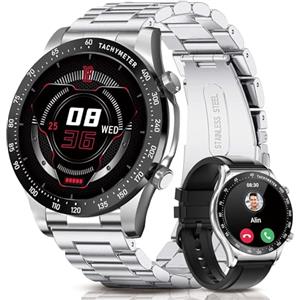 RollsTimi Smartwatch Uomo Chiamate e Assistente Vocale 1,43" AMOLED HD Schermo Fitness Tracker con Sleep Heart Rate Monitor.107 modalità sportive, 5ATM impermeabile.Compatibile con Android iOS.