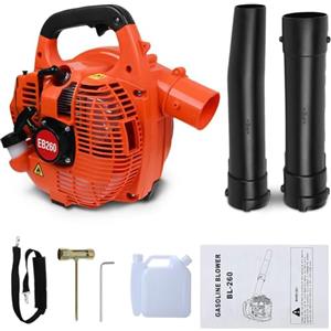 D LIAN DONG Soffiatore per foglie a benzina da 26 cc, a 2 tempi, portatile, con tracolla regolabile, con 2 tubi di prolunga, ad alta potenza per eliminare foglie pesanti, detriti da giardino, polvere e neve