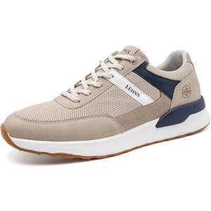 LEOSS ORIGINAL Sneakers Uomo Casual Leggero Respirabile Scarpe Casual Scarpe Elegante Basse Scarpe con Lacci Sportive Traspirante Trekking SU9463-3 (Beige, 41)