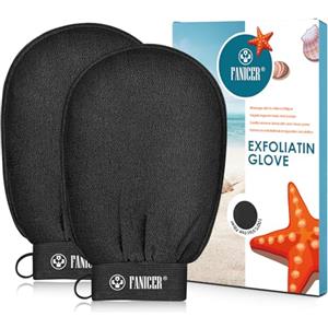 Phomanttonary 2 Pezzi Guanto Esfoliante Corpo, Guanto Scrub Corpo, Exfoliating Scrub Gloves, Guanto Esfoliante Corpo Premium, Rivitalizza la pelle grazie alla grande qualità esfoliante, Nero