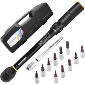 Uharbour chiave dinamometrica 1-25 Nm, chiave per bicicletta 1/4, set di chiavi dinamometriche con punte e asta di estensione, precisione di errore di ±3 %