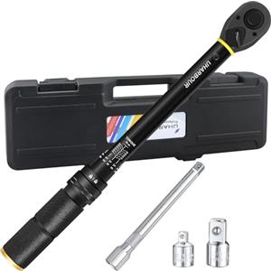 Uharbour Chiave dinamometrica da 3/8", Chiave dinamometrica da 3/8" 5-60 Nm con barra di estensione e adattatori, precisione ±3% Tutte calibrate con numero di serie unico, adatta per bicicletta, moto