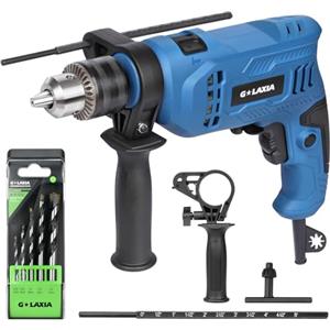 G LAXIA Trapano a Percussione 550W 3000RPM, Impugnatura Girevole 360°, Mandrino 13mm, Profondimetro, Martello Trapano Funziona 2 in 1, Trapano Potente Velocità Variabile