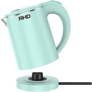 RHD Bollitori elettrici portatili da 0,5 l, bollitore da viaggio in acciaio inox, protezione contro l'ebollizione e spegnimento automatico, perfetto per cucinare in viaggio, caffè, tè, uova (verde)