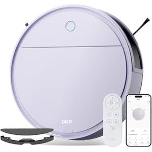 OKP K5Pro Robot aspirapolvere, 5000 Pa, Autonomia 180 Minuti, Ultra Sottile 7,7 cm, Evitamento Ostacoli PSD, Silenzioso, Adatto per pavimenti duri e peli di animali, WiFi/Alexa/App/Telecomando, Viola