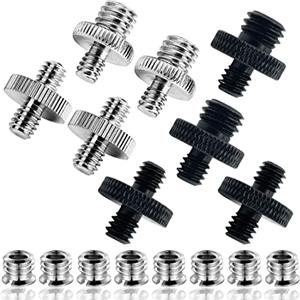 CKANDAY 16 adattatori a vite per fotocamera per treppiede monopiede testa a sfera, da maschio da 1/4" a maschio da 1/4", viti filettate maschio da 1/4" a maschio da 3/8", nero e argento