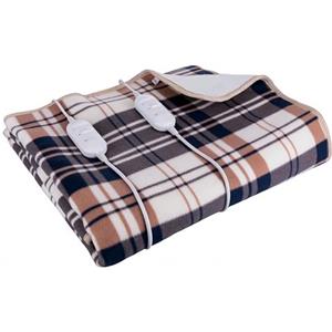 EMPOTEC Termocoperta Elettrica Letto Matrimoniale 160x140cm Fantasia Quadri 60W in Soffice Pile Telecomando 2 Temperature 45/60° Coperta Termica Lavabile in Lavatrice (160x140 Centimetri)