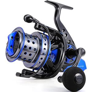 Sougayilang Mulinelli da pesca da surf, ultra lisci e potenti con bobina in alluminio CNC, pesca costiera e lungo la costa in acqua salata (blu - SFL10000)