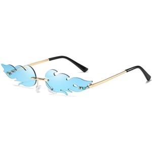 BOBOZHONG Occhiali Fiamma Senza Montatura Sole Fiamma Unisex Occhiali Senza Bordo Stile Punk Vintage di Moda C7