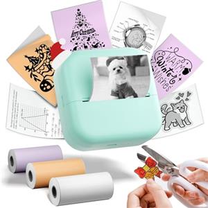 Phomemo M02X Pocket Printer - Mini stampante termica tascabile con 3 rotoli di carta, compatibile con smartphone e tablet, per diari, appunti di studio, liste di cose da fare,stampa di adesivi - Verde