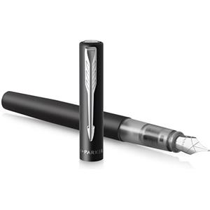 Parker Penna stilografica Vector XL | Laccatura nero metallizzato su ottone | Pennino medio con ricarica di inchiostro blu | Confezione regalo