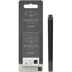 Parker Quink Ricariche per Penne Stilografiche | Cartucce Lunghe | Nero | Confezione da 10