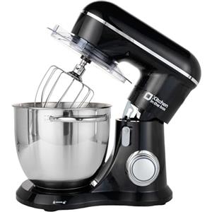 Kitchen in the box Impastatrice Planetaria, 6L Planetaria Professionale 1400W, 10 Velocità con Uncino Impastatore, Mescolatore e Frusta Sbattitrice (Nero)