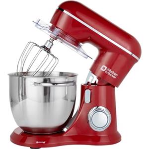 Kitchen in the box Impastatrice Planetaria, 6L Planetaria Professionale 1400W, 10 Velocità con Uncino Impastatore, Mescolatore e Frusta Sbattitrice (Rosso)