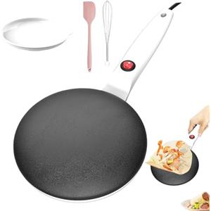 lyanny Crepiera Elettrica, Crepiera Istantanea con Manico Antiaderente, Crepiera Elettrica Istantanea Antiaderente da 20 cm, Controllo Automatico della Temperatura, Facile Pulizia