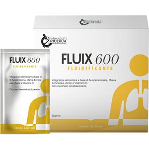 Farmacisti per la Ricerca Fluix 600 - Integratore Alimentare Fluidificante con N-acetilcisteina, Malva, Echinacea, Zinco e Vitamina C - 10 Bustine