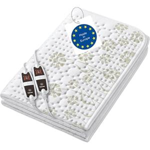 Beurer UB 68 XXL, Coprimaterasso Termico Doppio, Scaldaletto Matrimoniale Per 2 Persone, con 2 Interruttori e 4 livelli di Temperatura ciascuno, 150 X 160 Cm, Bianco, lavabile a 30°C