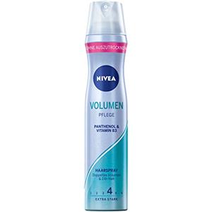 NIVEA Volume & Hold - Spray fortificante con protezione UV, pantenolo e vitamina B3, lacca per visibilmente più volume e tenuta 24 ore (livello 4), spray vegano senza silicone