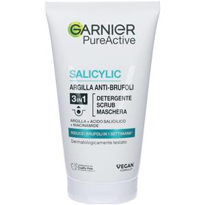Garnier Pure Active Gel Detergente 3 in 1 - Purificante, Esfoliante e Maschera per Pelli Grasse, 150 ml