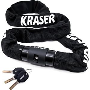 KRASER KR620 Lucchetto Bici Antifurto, Maglie in Acciaio ø8mm, 120cm, Serratura Sicurezza 360º, Coperchio, Fodera Tessile, Catena Bici Leggera Blocco Antifurto Motocicletta, Blocca Moto, Scooter, Bici