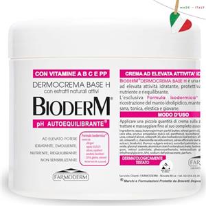 BIODERM BIODERMOCOSMETICI BIODERM Dermocrema Base H - Crema Super Idratante Corpo e Mani con Burro di Karité - Crema Emolliente per Pelli Secche, Delicate e a Tendenza Atopica, Senza Parabeni e Siliconi - 500ml