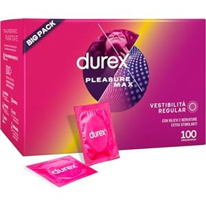 Durex Pleasuremax, Preservativi con Rilievi e Nervature, Formato Convenienza, 100 Profilattici