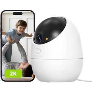 Beans View 2K (3MP) Telecamera di Sicurezza per Interni, 360° Sorveglianza, 2.4GHz Wi-Fi, Visione Notturna a Colori, Bambino/Animale Domestico/Gatto/Cane, Rilevamento umano, Compatibile con Alexa D210