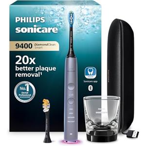 Philips Sonicare DiamondClean Smart 9400 spazzolino elettrico, spazzolino sonico con app, sensore di pressione, rilevamento della testina, grigio, modello HX9917/90