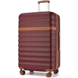 KONO Valigia Bagaglio a Mano Trolley Grande Valige L Rigida Grande Viaggio ABS+PC Hardshell Leggero con 4 Ruote e TSA Lucchetto, Bordeaux/Marrone