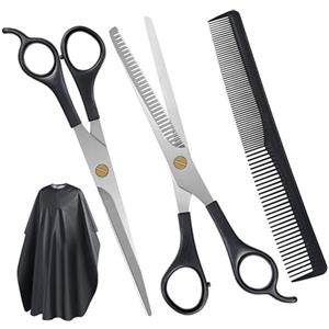 Beugo Kit di parrucchiere professionale, Mantelle per Parrucchiere, Forbici per Capelli Barbiere in Acciaio Inossidabile, pettine, Copertura per taglio capelli impermeabile Salone e Uso Domestico