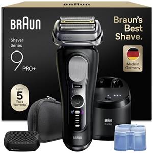 Braun Serie 9 PRO + Rasoio Elettrico Barba, Wet&Dry, 5+1 Lame Di Precisione Ultra Sottili, Regolabarba Uomo, Rasoio Barba, 60 Min, Testina ProComfort, Stazione SmartCare 6in1, Serie 9690cc, Nero