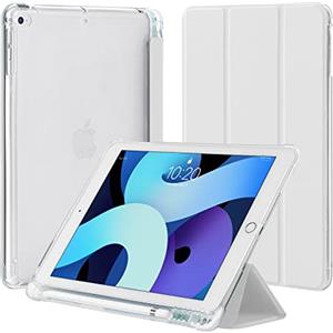 4UBonLife Custodia per iPad 9,7 Pollici 6a/5a Generazione 2018/2017 con Portapenne, per iPad Air 1 2013/Air 2 2014 Sottile Leggero in Morbido TPU Traslucida Posteriore Opaca Cover, Grigio Chiaro