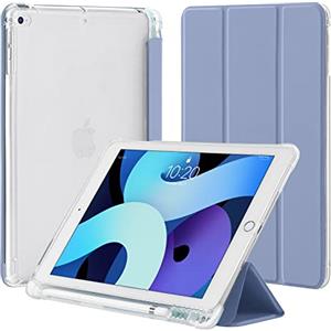 4UBonLife Custodia per iPad 9,7 Pollici 6a/5a Generazione 2018/2017 con Portapenne, per iPad Air 1 2013/Air 2 2014 Sottile Leggero Morbido TPU Traslucida Posteriore Opaca Cover, Grigio Lavanda