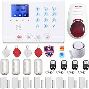 Wolf Guard W4Q-W03 WiFi + 4G Wireless Home Antifurto Kit Sistema di Allarme Tuya Smartlife APP Alexa, con Sirena Finestra Porta Sensore Rilevatore di Movimento RFID