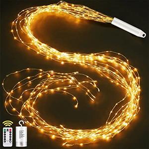 Joycome Fascio di Luce 1m 100 LED Luci a Cascata, 8 modalità di Illuminazione Catena Luminosa, Impermeabili Luci Decorative Stringa con Telecomando per Natale Giardino Festa Matrimonio (Bianco Caldo)