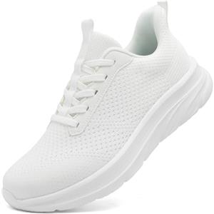 DimaiGlobal Sneakers Uomo Scarpe da Ginnastica Scarpe Running Corsa Camminata Tennis Fitness Sportive Palestra Leggeri e Traspiranti Casual Slip-On 44EU Bianco