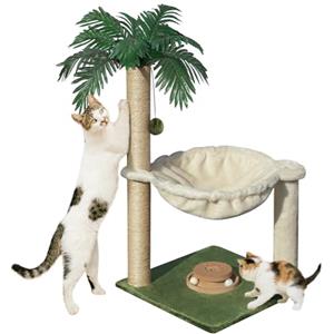 Fantasreen Gatto Graffiatoio 70cm Piccolo Albero per Gatti con Amaca, Giocattolo per Gatti in Legno Interattivo per e Adulti Gatto