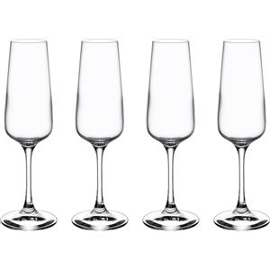 Villeroy & Boch Ovid Set di 4 Bicchieri da Champagne in Cristallo, Lavabili in Lavastoviglie, Capacità 120ml