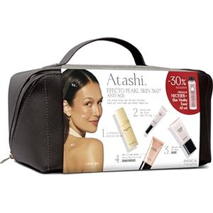 Atashi | Rituale Effetto Pearl Skin 360 Anti-Age | Siero L'Essenza Eterna + Contorno Occhi Uplifting + Advanced Primer Luxe + DD Cream SPF15 + | Regalo Beauty Case Premium e Tonico Viso Skin Vitality