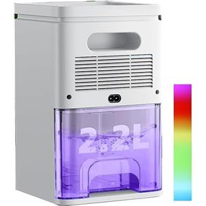 CoamoTrail Deumidificatore Casa Muffa Elettrico 1800ml Anti Muffa Portatile - Ultra Silenzioso,Timer 2-12h,Spegnimento Automatico|LED 7 Colori|Per Bagno,Camera,Armadio (100ML/Giorno)