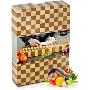NIRO Tagliere da Cucina Professionale XXL in Legno 100% Pará Naturale Rubberwood, SPESSORE 4 CM, Dimensioni 40 x 30 x 4 cm, Atossico, Legno Massello Pregiato, Vassoio da Portata, Design Unico