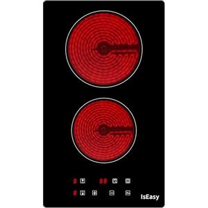 IsEasy Doppia vetroceramica elettrica, doppia piastra di cottura in vetroceramica - (3000 W, 2 fuochi, da incasso, automatico, touch, timer, vetro-ceramica) - Doppia zona