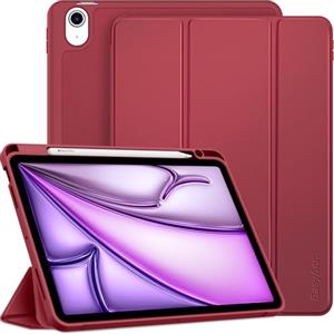 EasyAcc Cover Custodia Compatibile con iPad Air 11 Pollici M3/M2 (2025/2024), iPad Air 5/4 (10,9-Pollici, Modello 2022/2020, 5a/4a Generazione), Supporta Ricarica Magnetica di iPencil, Rosso Vino