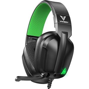 Vakedy Cuffie Gaming per PS5/PS4/Xbox/PC/Switch, Cuffie con Microfono, Cuffie Stereo con RUMORE CANCELLAZIONE, Jack 3,5 mm e Comandi Inline - Nero/Verde